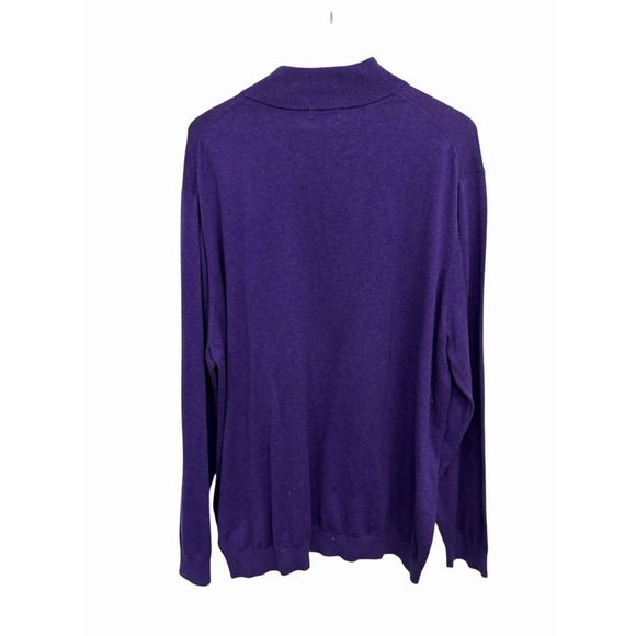 Paul Frederick 1/4 Zip Sweater Pullover Supima Cotton Purple Mens 3XL Minimalist - Picture 2 of 10